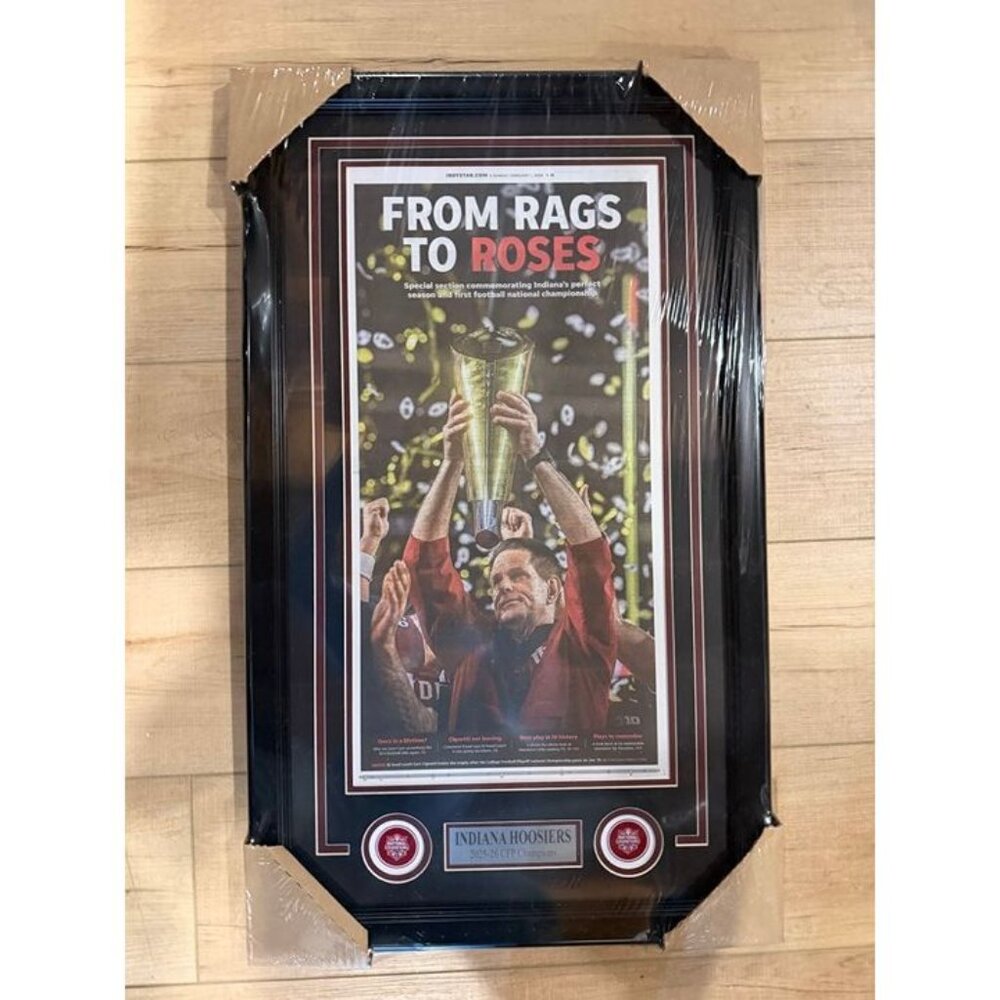 Indiana Hoosiers CFP Champions Indy Star Curt Cignetti Cover Framed newspaper